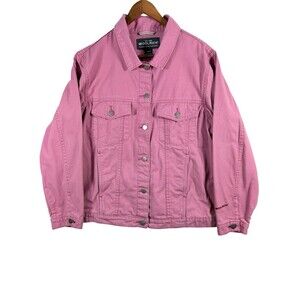 Women's Woolrich Large Pink Embroidered Denim Jacket Woolrich Size Large W